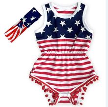 2016 New infant baby Bodysuits Summer American Flag Cotton Bodysuits For Unisex Wholesale Baby Clothing 0-2T 3005