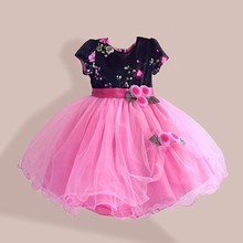 Velvet girl flower dress designer girls party dresses novelty girl winter dress high street