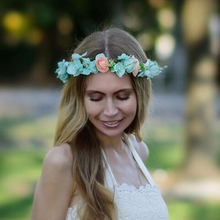 1 PC Bohemian Wreath Flower Crown Tiara Bridal Headdress Wedding Garland Forehead HeadBand Hair Accessories For Women Lady Girl