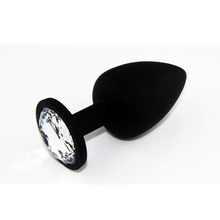 Free shipping 34*80mm medium black silicone anal plug Jeweled Rhinestone insert butt plug sexy topper sex toys for men and women