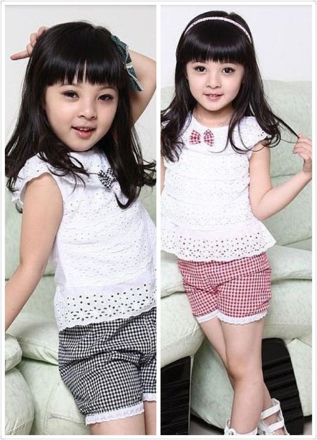 Baby Girls 2 PCS Sets Tops Shorts Clothes Hollow Out Kids Outfits 2 Colors 1 4Y
