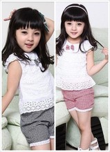 Baby Girls 2 PCS Sets Tops Shorts Clothes Hollow Out Kids Outfits 2 Colors 1 4Y