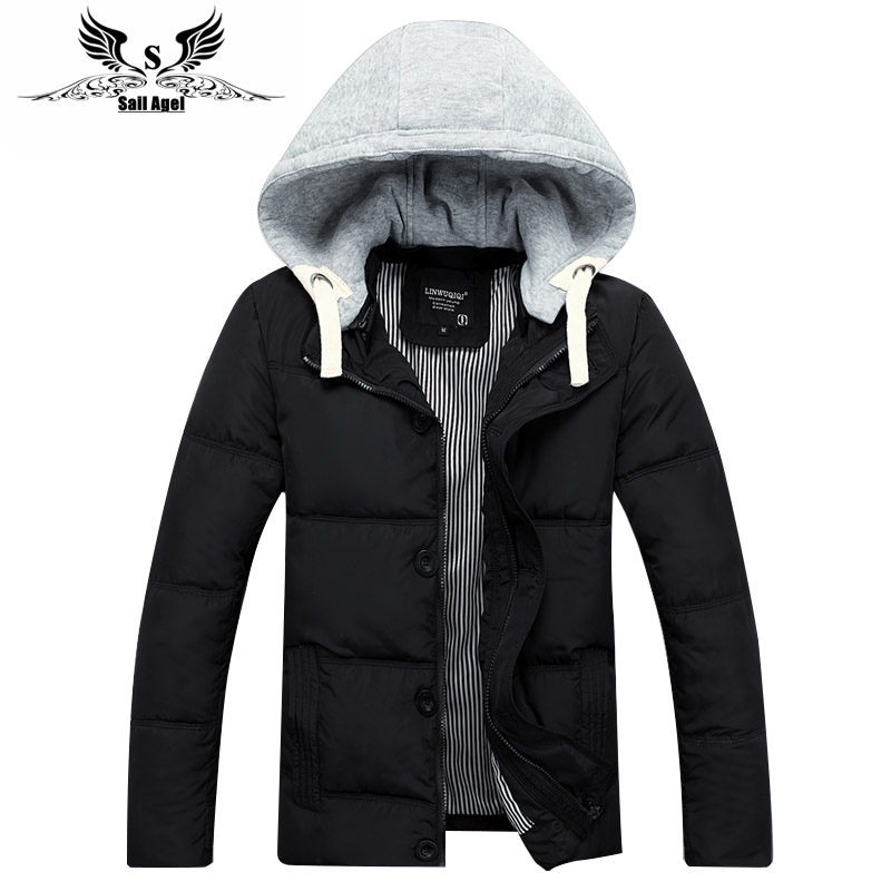 2016 mens winter warm downs jacket brand Thick cotton hat can be men down parka coat black Outdoor fashion sport hooded
