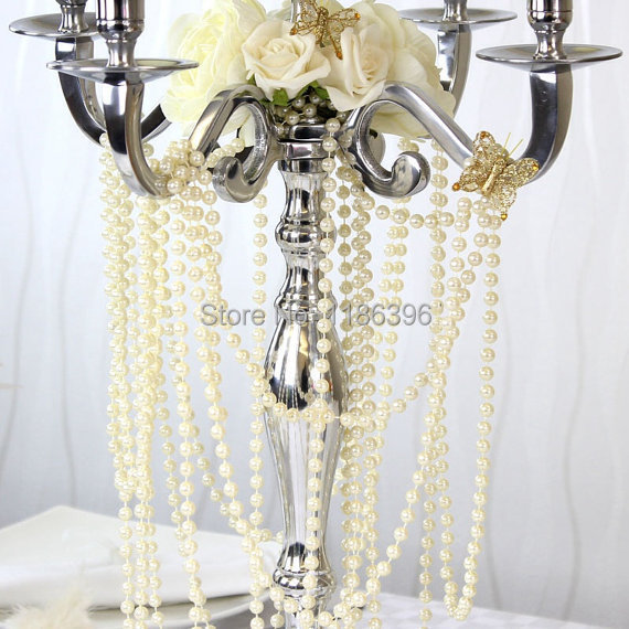 Ivory Acrylic Pearl Spool String Rose Garland Beads Wedding Bridal Bouquet Decor