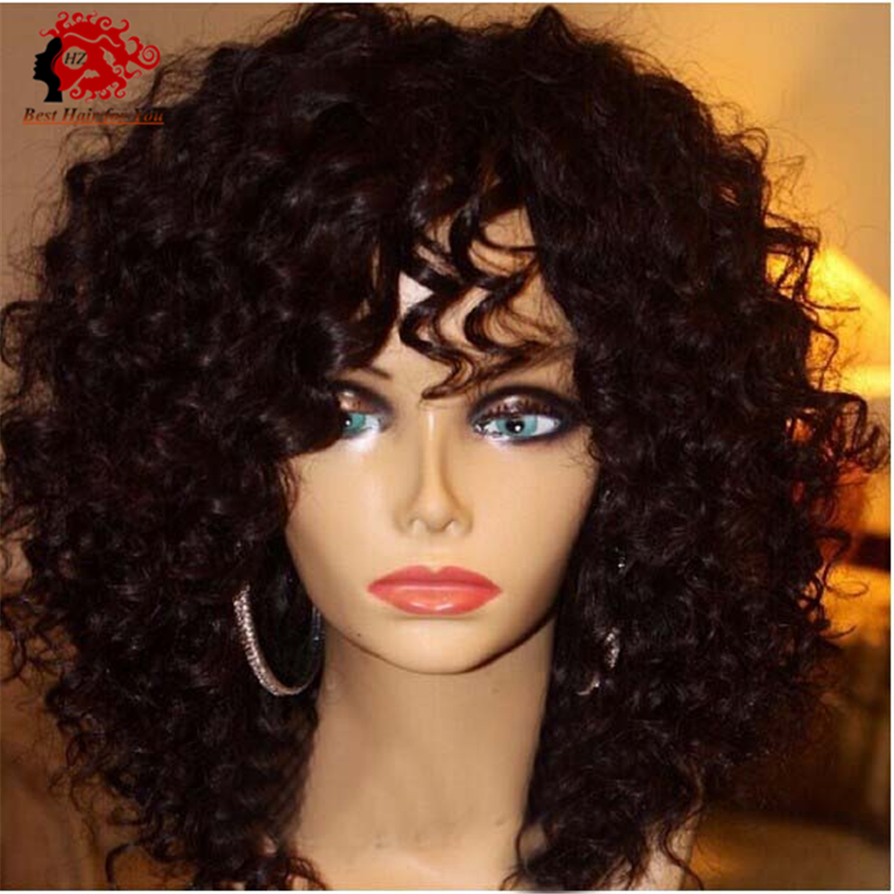 Top Quality Virgin Brazilian Front Lace Wigs Full Lace Wig Kinky