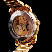 Fashion double sided hollow out watch automatic mechanical watch authentic rose gold men leisure steel strip