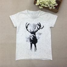 Boys Short-sleeved T-Shirt Boys Summer Cute Christmas Reindeer Toddler Tops Infant Cotton T Shirt 20D