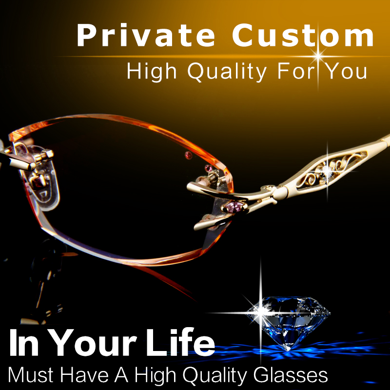 High Quality Women Myopia Brand Designer Diamond cutting lens glasses rimless Optical Frame Eye Glasses Eyewear  eyeglasses 771