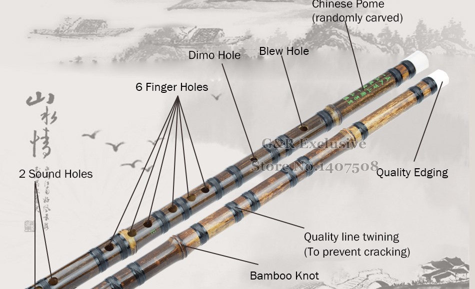 2019 Chinese Bamboo Flute Dizi Handmade Professional Musical Instrument