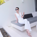 White Elegant Work Wear Jumpsuits Rompers Women Summer New Style Sleeveless Lacing Bust Slim Sexy Long