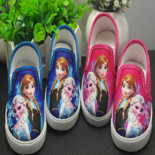 New 2016 Autumn Children’s Shoes Girls Elsa Anna Cartoon Running Sneakers Kids Flat Shoes For Girls Size 28-33 2Color