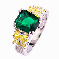 Saucy Women Rings Exalted Green Emerald Quartz 925 Silver Ring Size 8 New Fashion Jewelry Wholesale Free Shipping