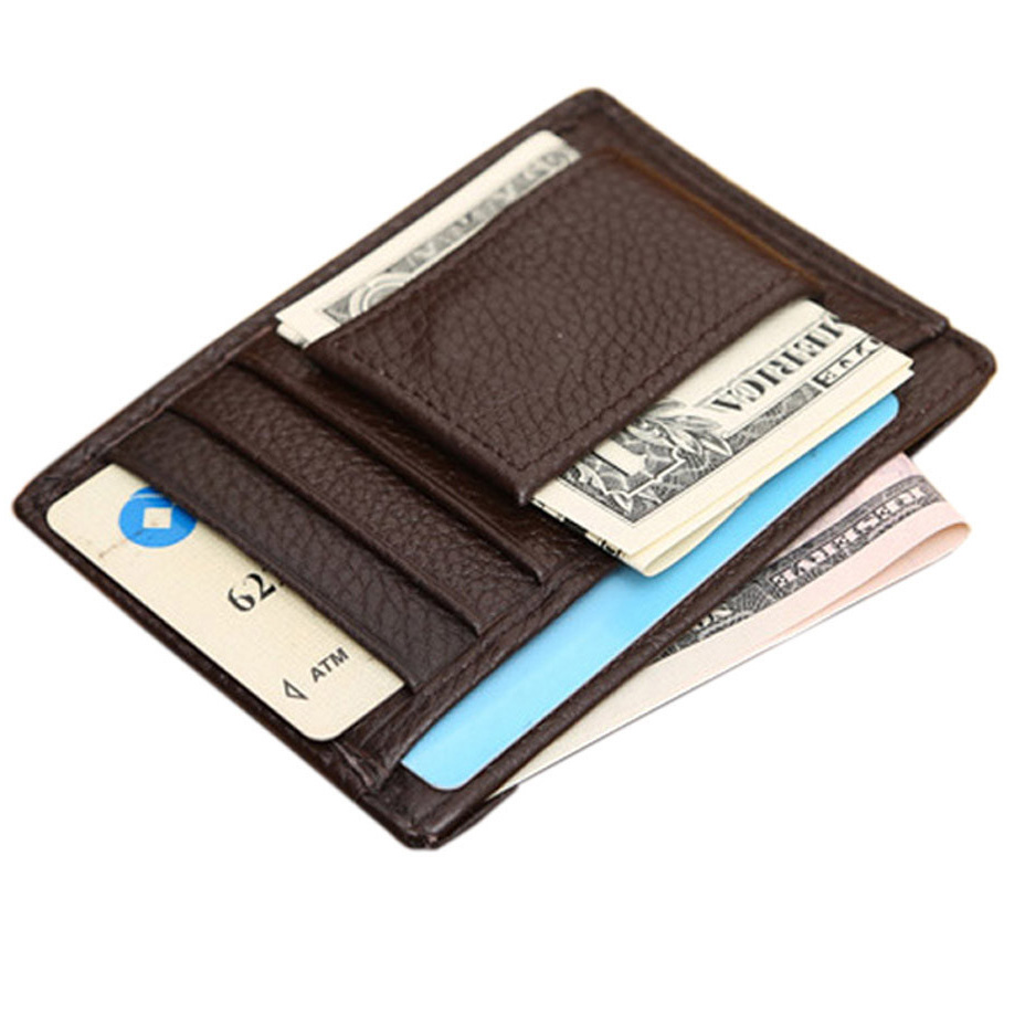 Luxury Men Slim Wallet Money Clip Business PU Leather Cash ID Credit Card  Holder