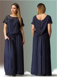 Summer-Women-long-Dress-Plus-Size-Dresses-Solid-Hollow-Out-Short-Sleeve-Lace-Dresses-L-XL