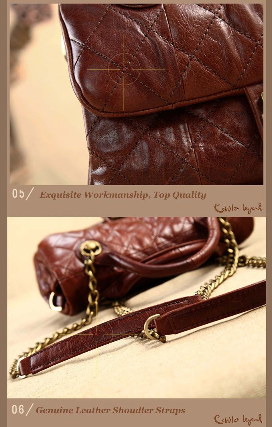 Cobbler Legend Vintage Oil Wax Genuine Leather Women's Messenger Bag