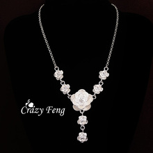 High Quality Women s 925 Sterling Silver Fashion Jewelry pendant Necklace Flower Chain Necklaces Jewelry Gifts
