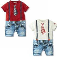2015 new summer style newborn baby rompers boys clothes Tie strap short sleeves cotton overalls pattern
