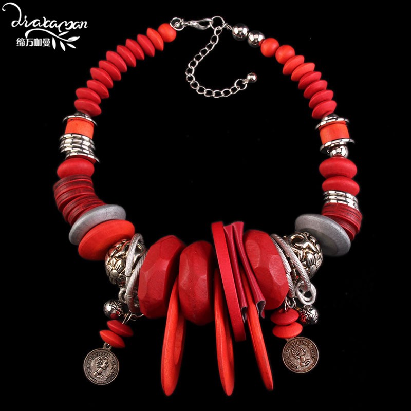 Dvacaman-Fancy-Punk-Necklace-Women-Bohemian-Ethnic-Gypsy-Coin-Collar-Jewelry-Top-Quality-Wood-Pendant-Choker