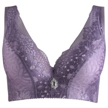 Cheap Bras 38D 40C 40D 42D 42DD Cup Color Fluorescent Orange Lace Push Up Bras For Plus Size Women soutien gorge Free Shipping