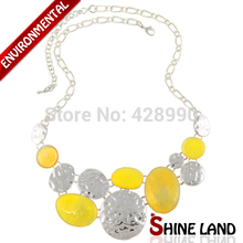 2015 New Women Fashion Ethnic Colorful Resins Exaggerated Pendants Chunky Chains Statement Necklaces Jewelry