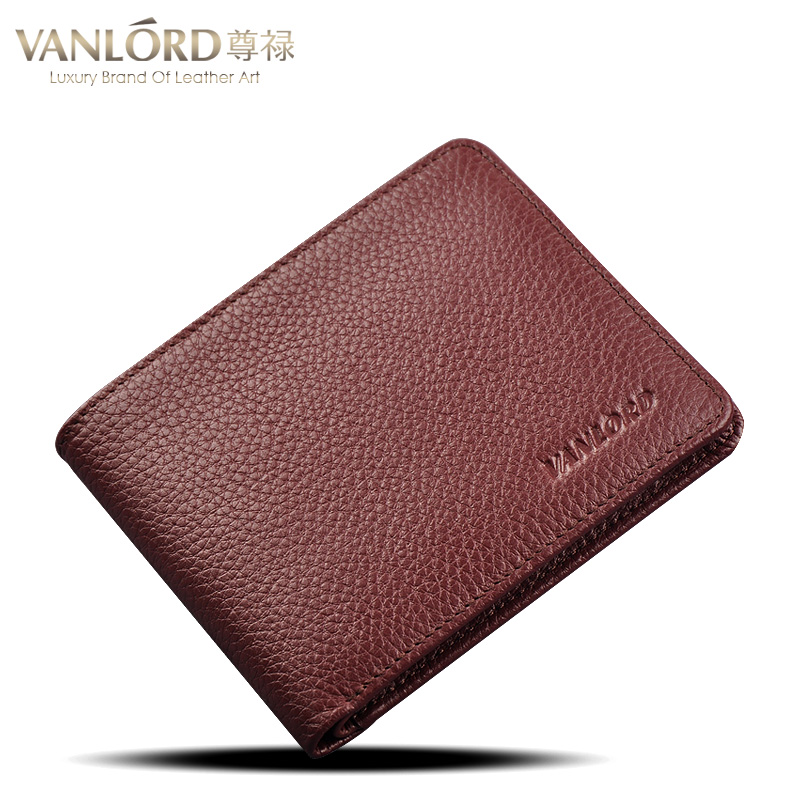 Vanlord men's Leather Wallet cross section leather wallet wallet Mens multi-function clip bag male license