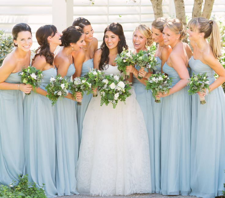 pool color bridesmaid dresses