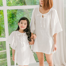 2016 summer matching mother daughter dresses girls women white dress mom and daughter dress pure cotton mommy and me clothes