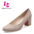L T Classic design women pumps suede square heels zapatos mujer feminino round toe casual profession