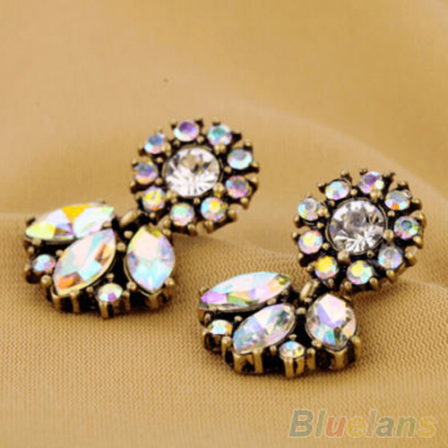 Fashion Jewelry Bohemian Resin Crystal Flower Studs Earrings For Women