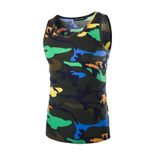 2016 Summer Men’s Army Military Camouflage Tank Tops Hot Selling Camo Low Cut Cotton Tops Tees Male Sport Singlet Tight tshirts