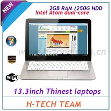 New Arrival 13.3″ Aluminum case metal laptop with Intel dual-core D525 1.8Ghz cpu,2GB ram&250G HDD Win7 OS WIFI Webcam HDMI