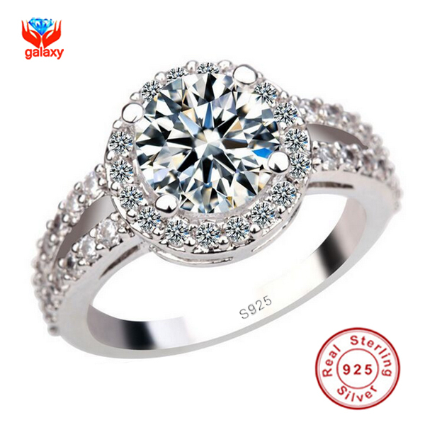 Aliexpress.com Comprar Lujo promoción 925 anillo de compromiso de plata con S925 sello 3 quilates CZ anillos de bodas de diamante para mujer talla 4 5 6 7