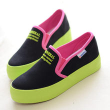 2016 fashion women Shoes candy color canvas shoes wedges platform shoes patchwork woman flats loafers