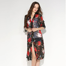 Blusas Women Boho Beach Kimono Cardigan Chiffon Floral Printed Half Sleeve Long Bikini Cover Up Casual Beach Coat Top Plus Size