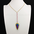 WT N685 Arrowhead Pendant With Titanium Coated Pendant Necklace 26 rosary gold chain new theme necklace