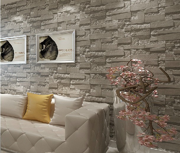 Stacked brick 3d stone wallpaper modern wallcovering pvc roll wallpaper brick wall background wallpaper grey for living room