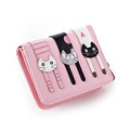 Fresh Style Lovely Cartoon Coin Purse Women Trendy New Short Wallet Cute Cats Ornament Ladies Contrast