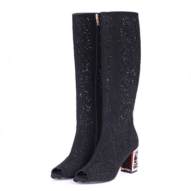 Women Sandals Knee High Women Boots Sexy Fashion Sandal Heels(7cm) La