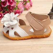 13 18cm 2015 Fashion Baby Girls Summer Sandals Kids Leather Flower Anti slip Soft Sole Infant