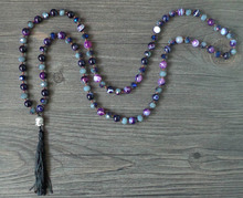 Natural agate beads / crystal / Buddha Mala Beads Tassel necklace Spiritual Yoga Jewelry