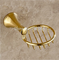 Free Shipping Wholesale And Retail Unique Design Bathroom Kitchen Soap Dish Basket Wall Mounted Golden Soap