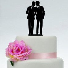 Acrylic Glitter Gold/Silver GAY Men Couple Cake Topper Wedding Cake Topper Cake Toppers Party Decoration Supplies