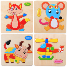 Wooden 3D Puzzle Jigsaw Wooden Toys For Children Kids Cartoon Animal Puzzle Intelligence Educational Toy Toys