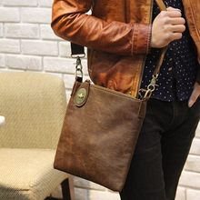 Promotion Vintage Crazy Horse PU Leather Small Men Messenger Bags Mini Mobile Phone Bag Cigarette Bag Men’s Shoulder Bags