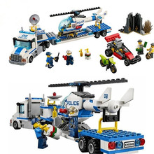 Bela 410Pcs City Police Helicopter Transporter Building Block set crooks Minifigures Kids Toy Compatible with Legoes 60049
