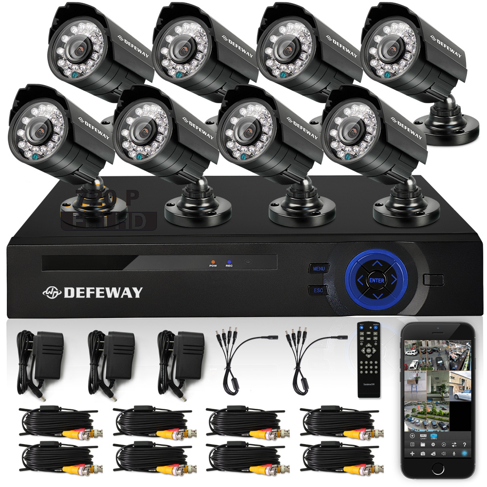 DEFEWAY HD 8CH CCTV System 1080P DVR 8PCS 720P 1200TVL IR Outdoor Video Surveillance Security Camera System 8 channel CCTV Kit