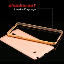 1pcs lot Retail Gold Fashion Metal Aluminum Plastic Back Case For Samsung Galaxy Note 4 N9100