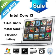 Free shipping 13 3 Inch i3 Processor Ultrabook Laptop With Aluminum Metal Case i3 Dual core