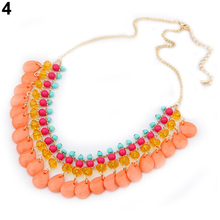 Best Quality Women’s Fashion Bohemian Style Droplets Pendant Fluorescent Color Necklace Chain 5UB2 6SXE
