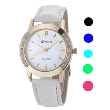 Roman 5 Color Fashion Casual luxury Elegan Women Geneva Diamond Analog Leather Quartz Wrist Watch Watches relogio feminino